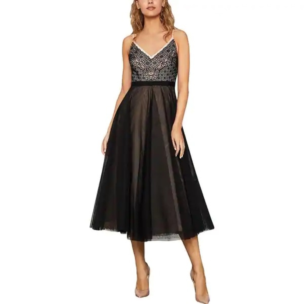 BCBGMaxAzria Midi Lace V-Neck Dress XXS NWT